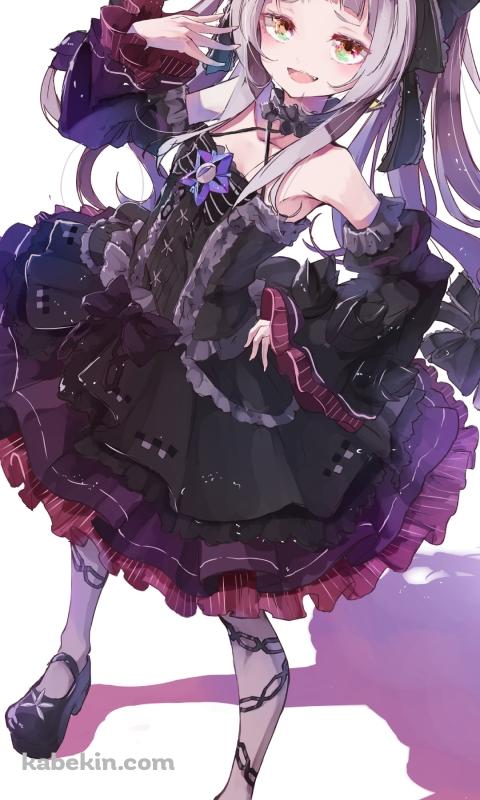 黒いドレスを着て右手でポーズをとる紫咲シオン / ホロライブ / バーチャルYouTuber / VtuberのAndroidの壁紙(480px x 800px) スマホ用