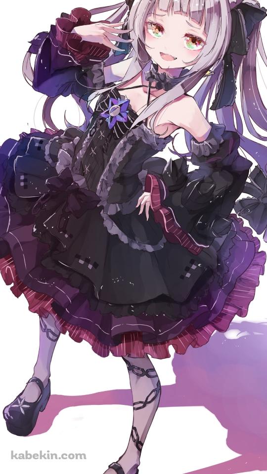 黒いドレスを着て右手でポーズをとる紫咲シオン / ホロライブ / バーチャルYouTuber / VtuberのAndroidの壁紙(540px x 960px) スマホ用