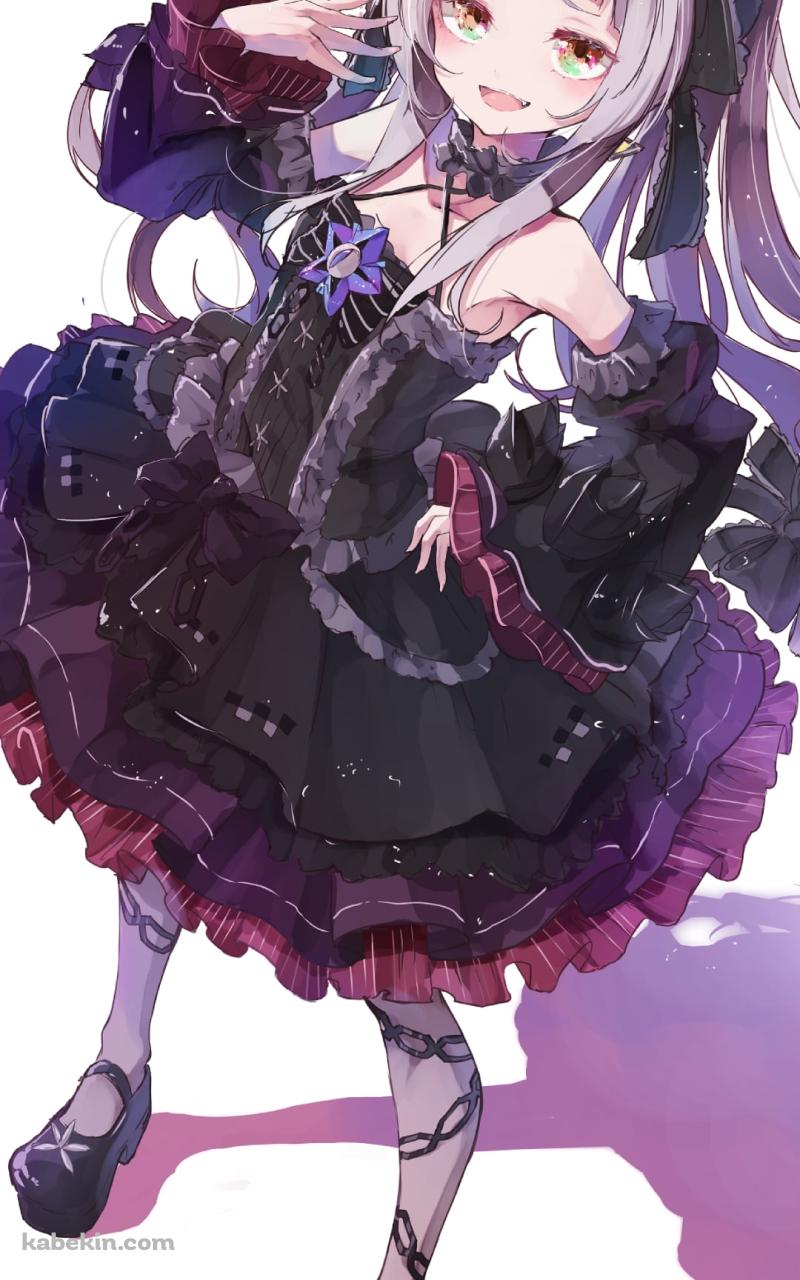 黒いドレスを着て右手でポーズをとる紫咲シオン / ホロライブ / バーチャルYouTuber / VtuberのAndroidの壁紙(800px x 1280px) スマホ用
