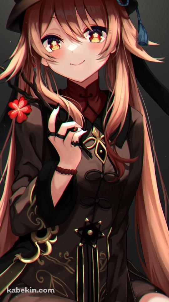 梅の花を持ち笑顔の可愛い胡桃 / 原神のAndroidの壁紙(540px x 960px) スマホ用