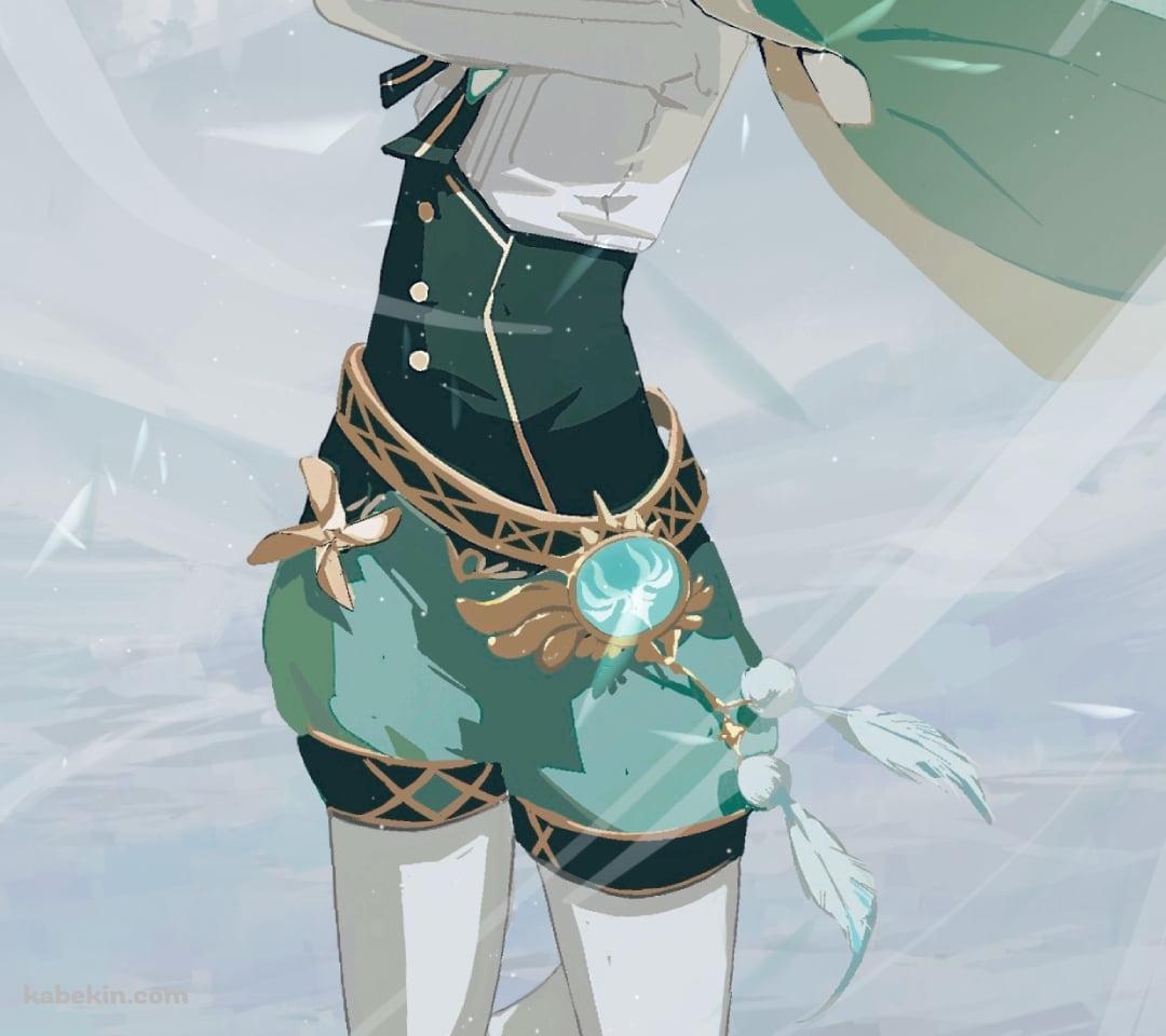 風が舞う中で目をつぶるウェンティ / 原神のAndroidの壁紙(1080px x 960px) スマホ用