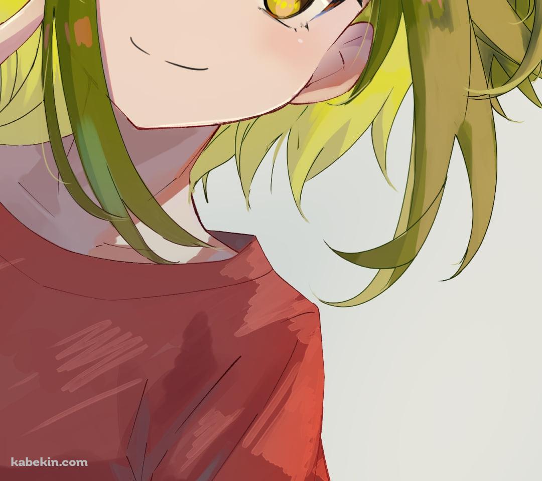 笑顔でガッツポーズするグミ / gumi / ボカロ / ボーカロイドのAndroidの壁紙(1080px x 960px) スマホ用