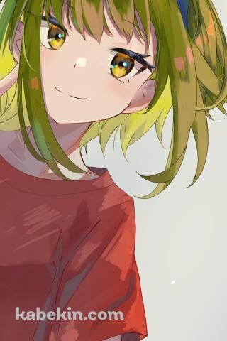 笑顔でガッツポーズするグミ / gumi / ボカロ / ボーカロイドのAndroidの壁紙(320px x 480px) スマホ用