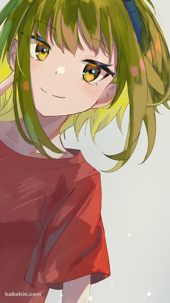 笑顔でガッツポーズするグミ / gumi / ボカロ / ボーカロイドのAndroidの壁紙(720px x 1280px) スマホ用