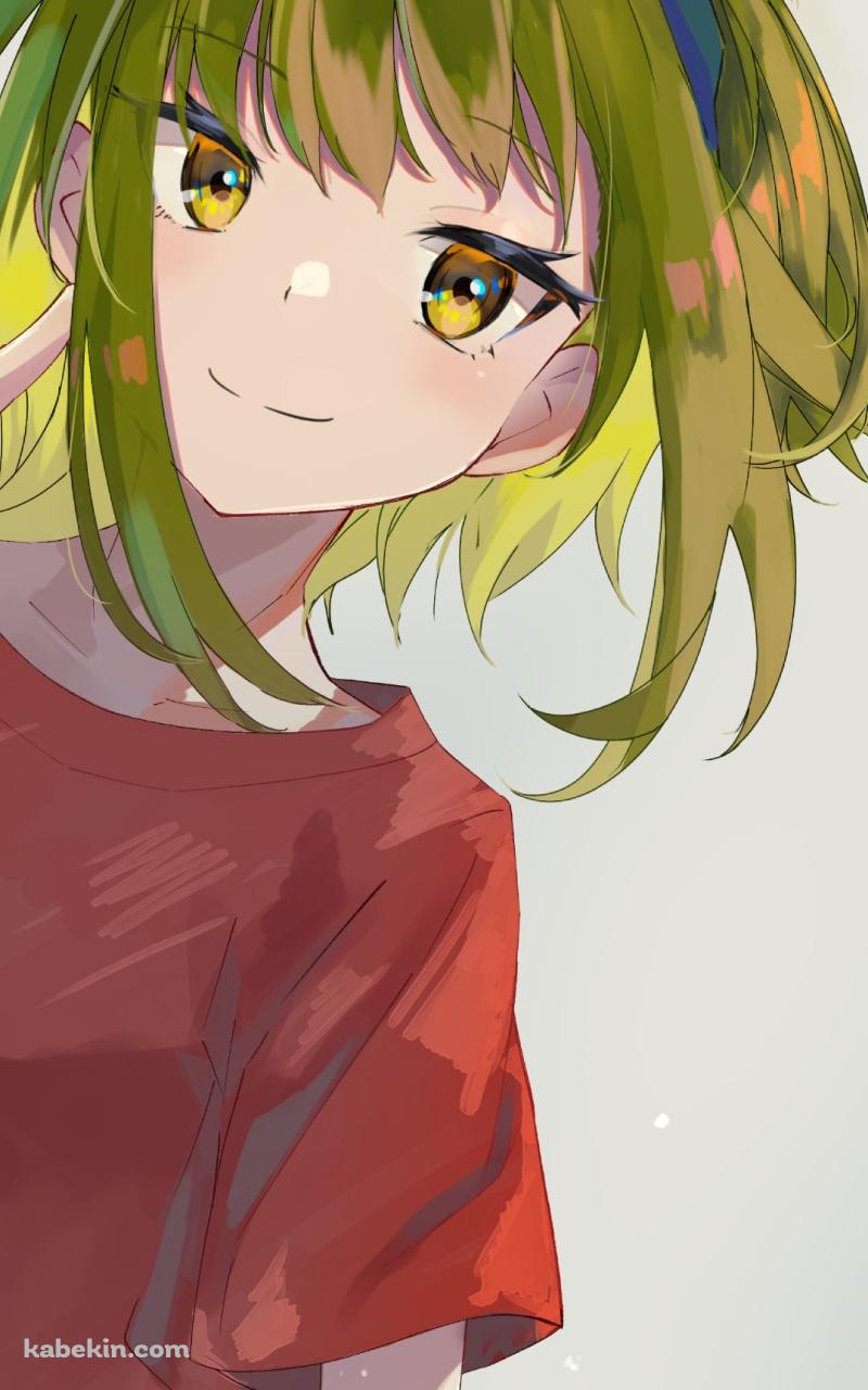 笑顔でガッツポーズするグミ / gumi / ボカロ / ボーカロイドのAndroidの壁紙(800px x 1280px) スマホ用