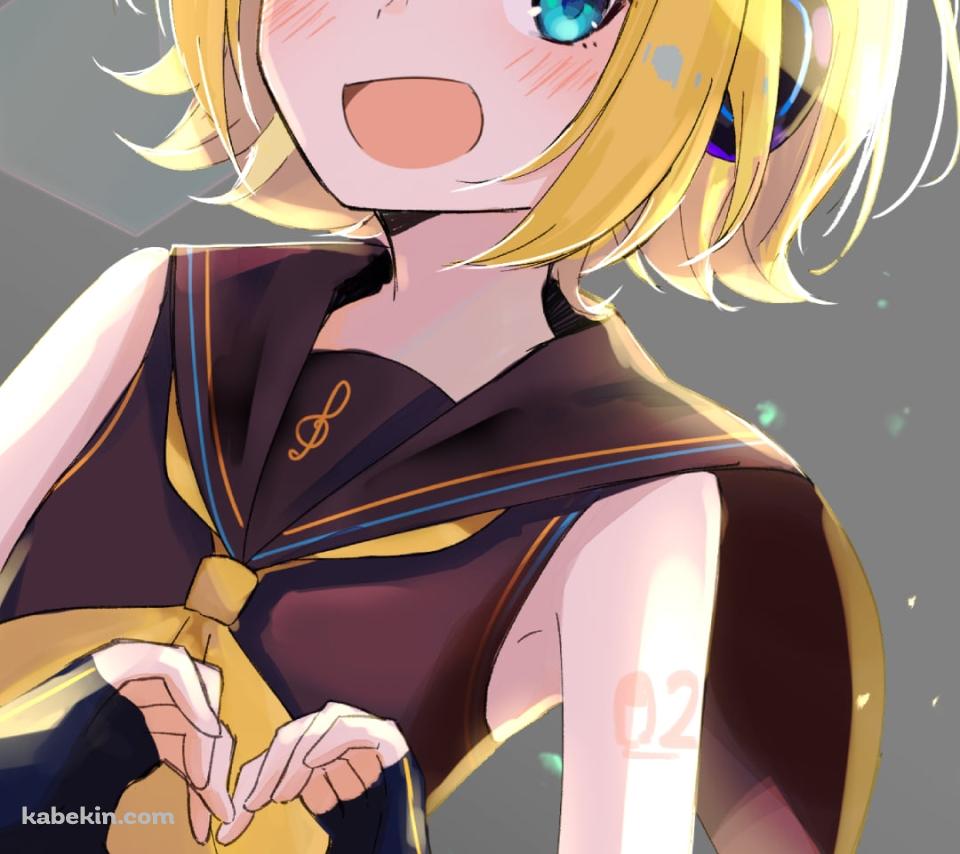 両手でハートマークを作る可愛い鏡音リン / ボカロ / ボーカロイドのAndroidの壁紙(960px x 854px) スマホ用