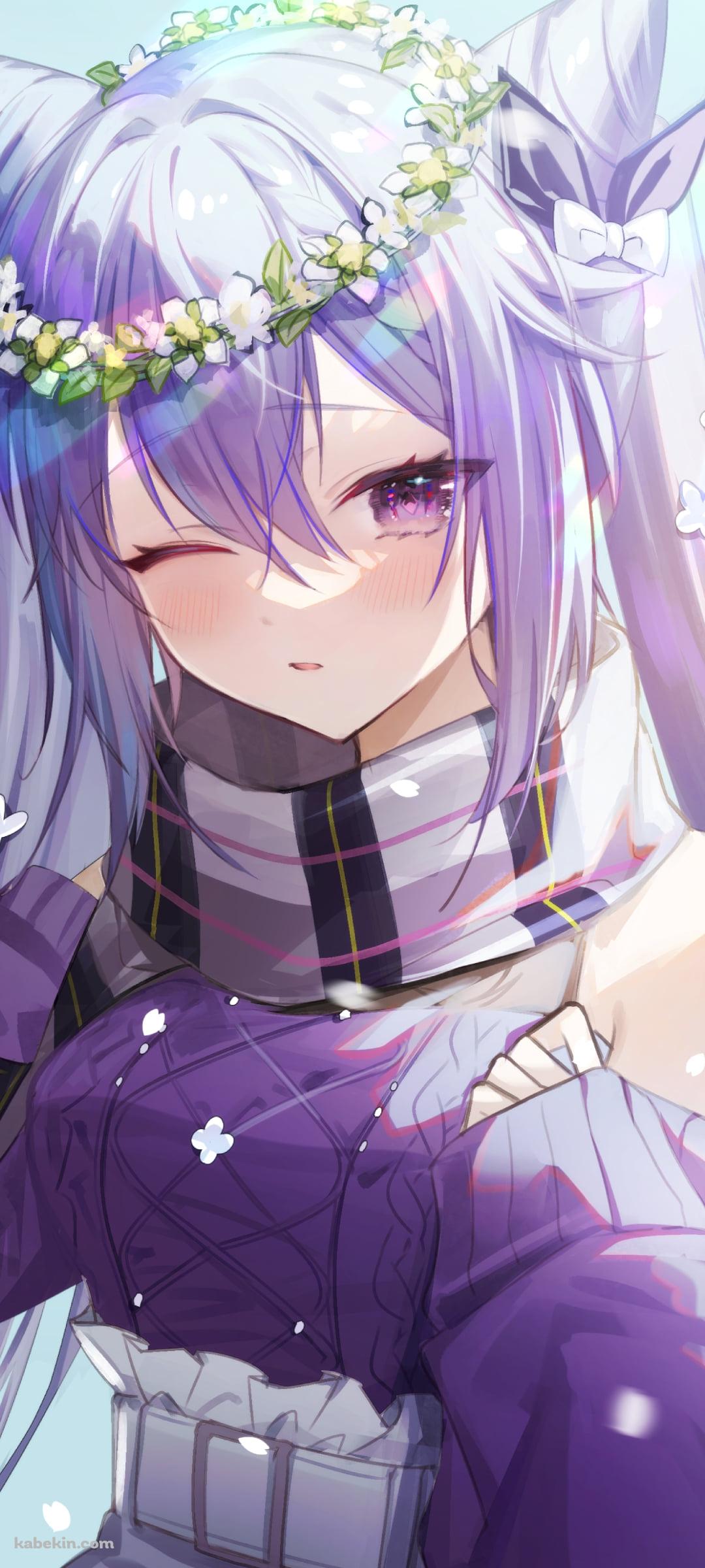 白い花の冠を付けた可愛い刻晴 / 原神のAndroidの壁紙(1080px x 2400px) スマホ用