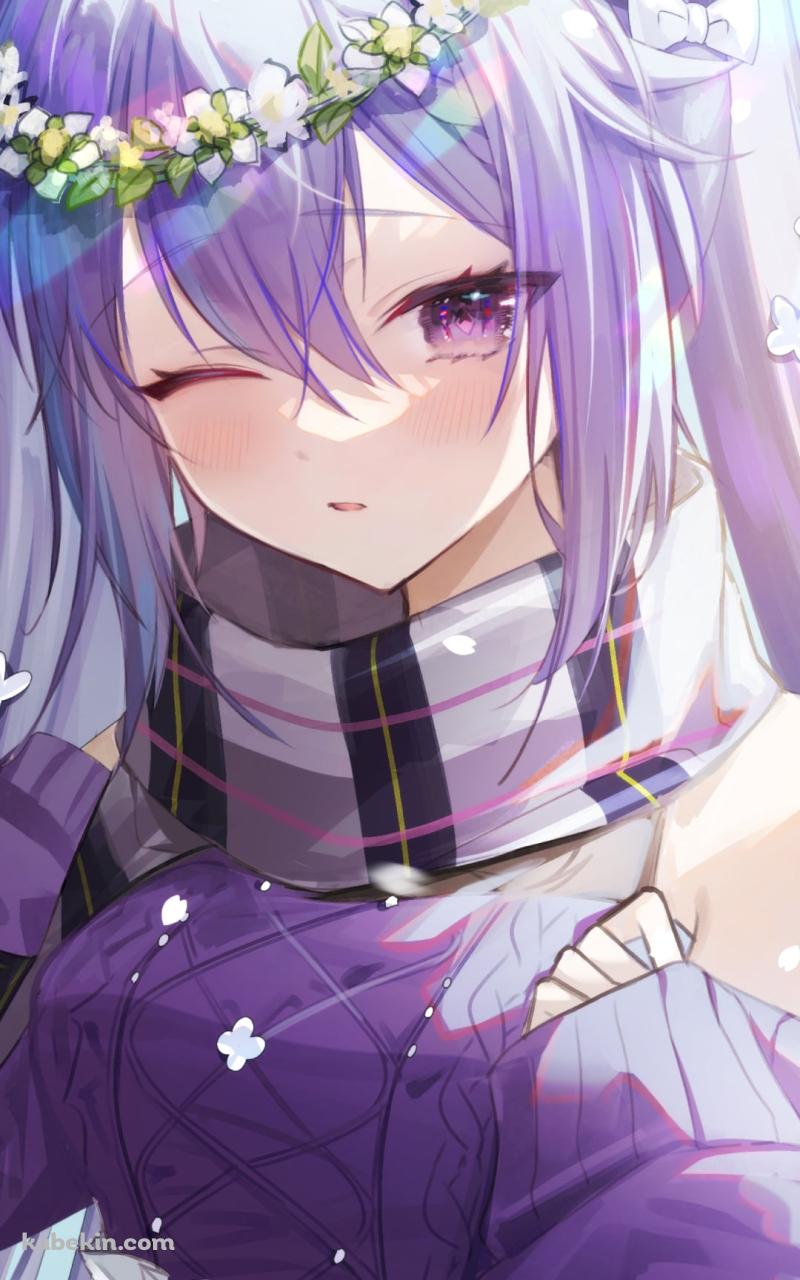 白い花の冠を付けた可愛い刻晴 / 原神のAndroidの壁紙(800px x 1280px) スマホ用