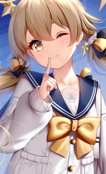 右手の人差し指を立てて微笑む可愛い阿慈谷ヒフミ（あじたに ひふみ）/ ブルアカ / ブルーアーカイブのAndroidの壁紙(360px x 592px) スマホ用
