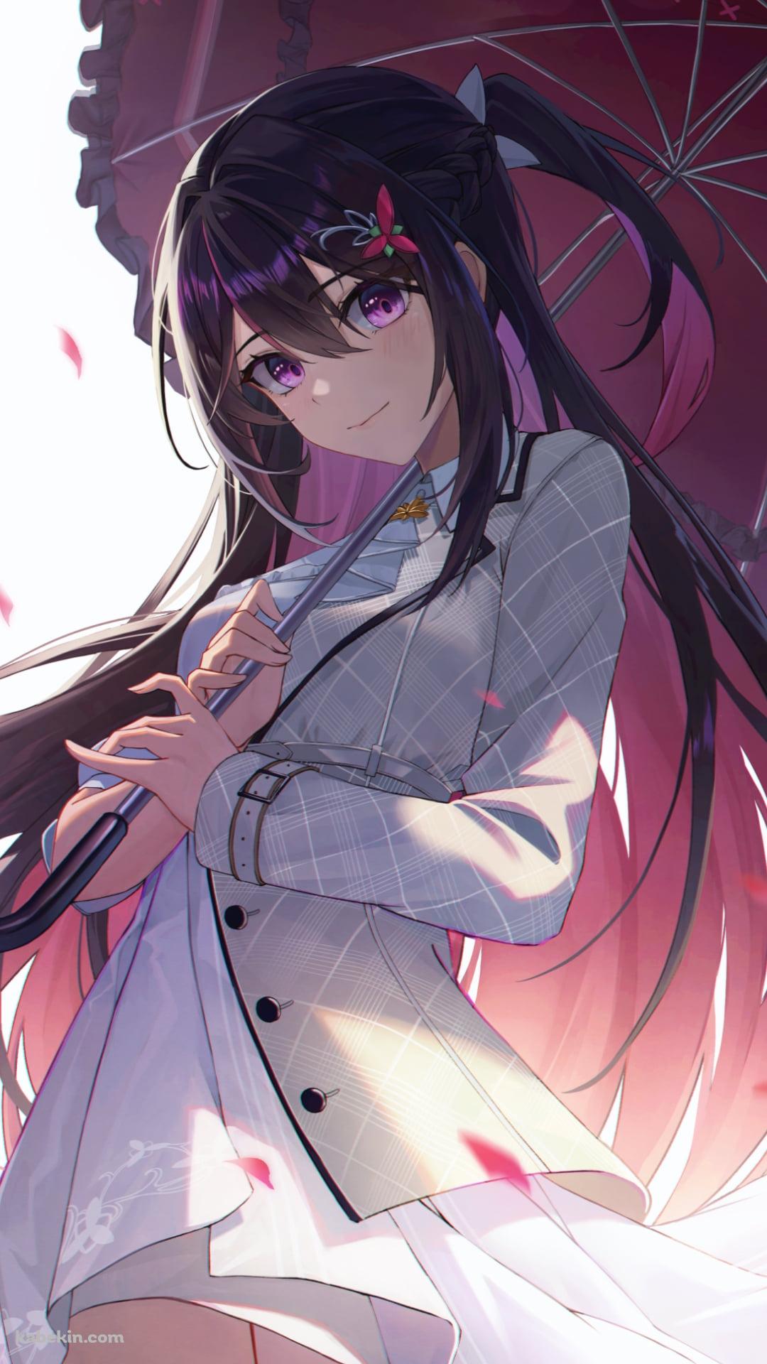 赤い日傘をさすAZKi / ホロライブ / バーチャルYouTuber / VtuberのAndroidの壁紙(1080px x 1920px) スマホ用