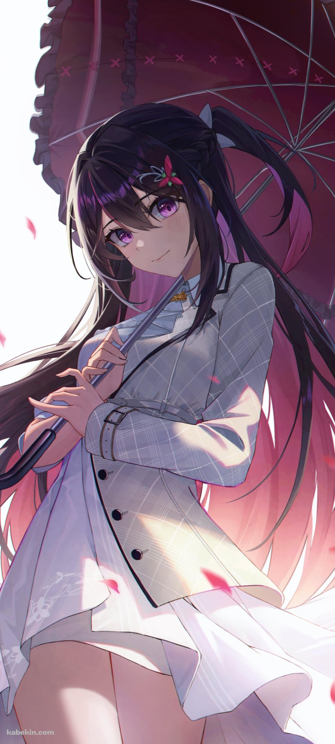 赤い日傘をさすAZKi / ホロライブ / バーチャルYouTuber / VtuberのAndroidの壁紙(1080px x 2400px) スマホ用