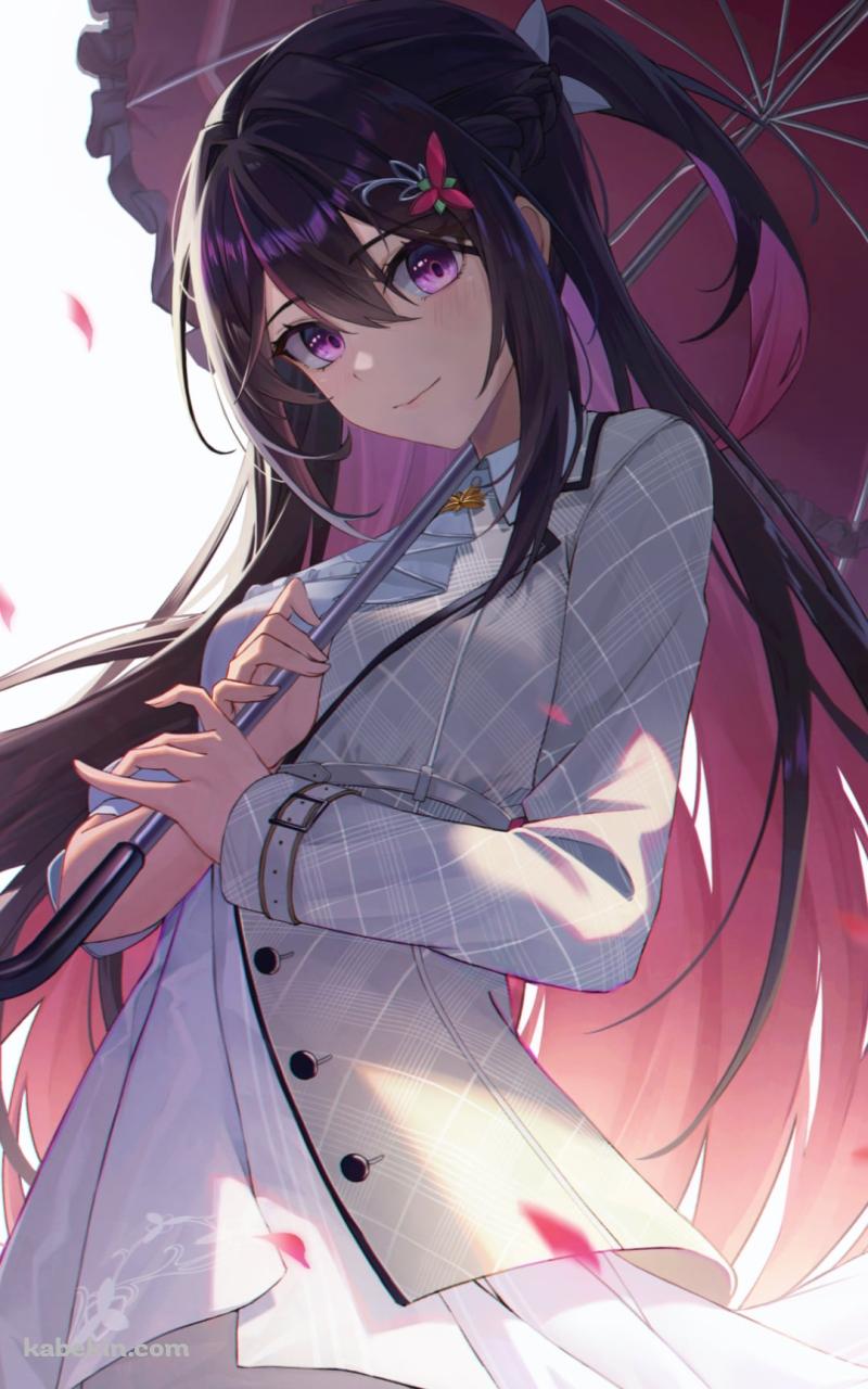 赤い日傘をさすAZKi / ホロライブ / バーチャルYouTuber / VtuberのAndroidの壁紙(800px x 1280px) スマホ用