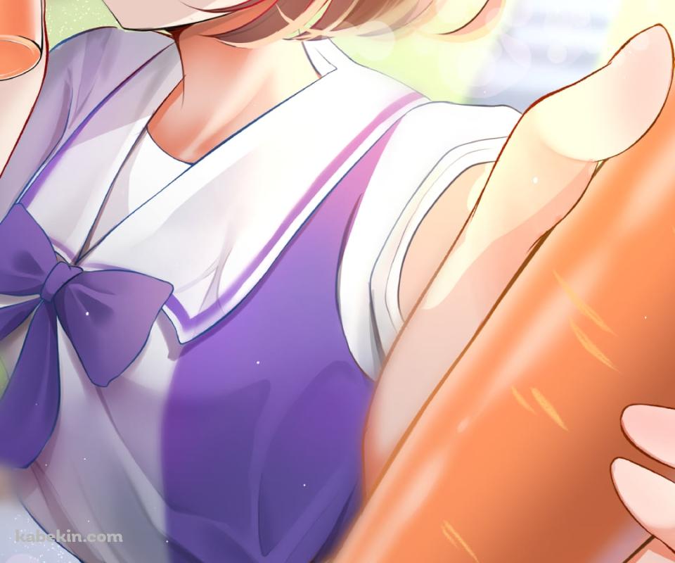 人参ジュースを飲みながら人参を差し出すスペシャルウィーク / ウマ娘プリティーダービーのAndroidの壁紙(960px x 800px) スマホ用