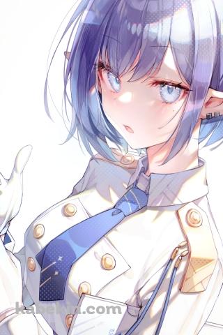 白い手袋をはめる可愛い扇喜アオイ（おきあおい） / ブルアカ / ブルーアーカイブのAndroidの壁紙(320px x 480px) スマホ用