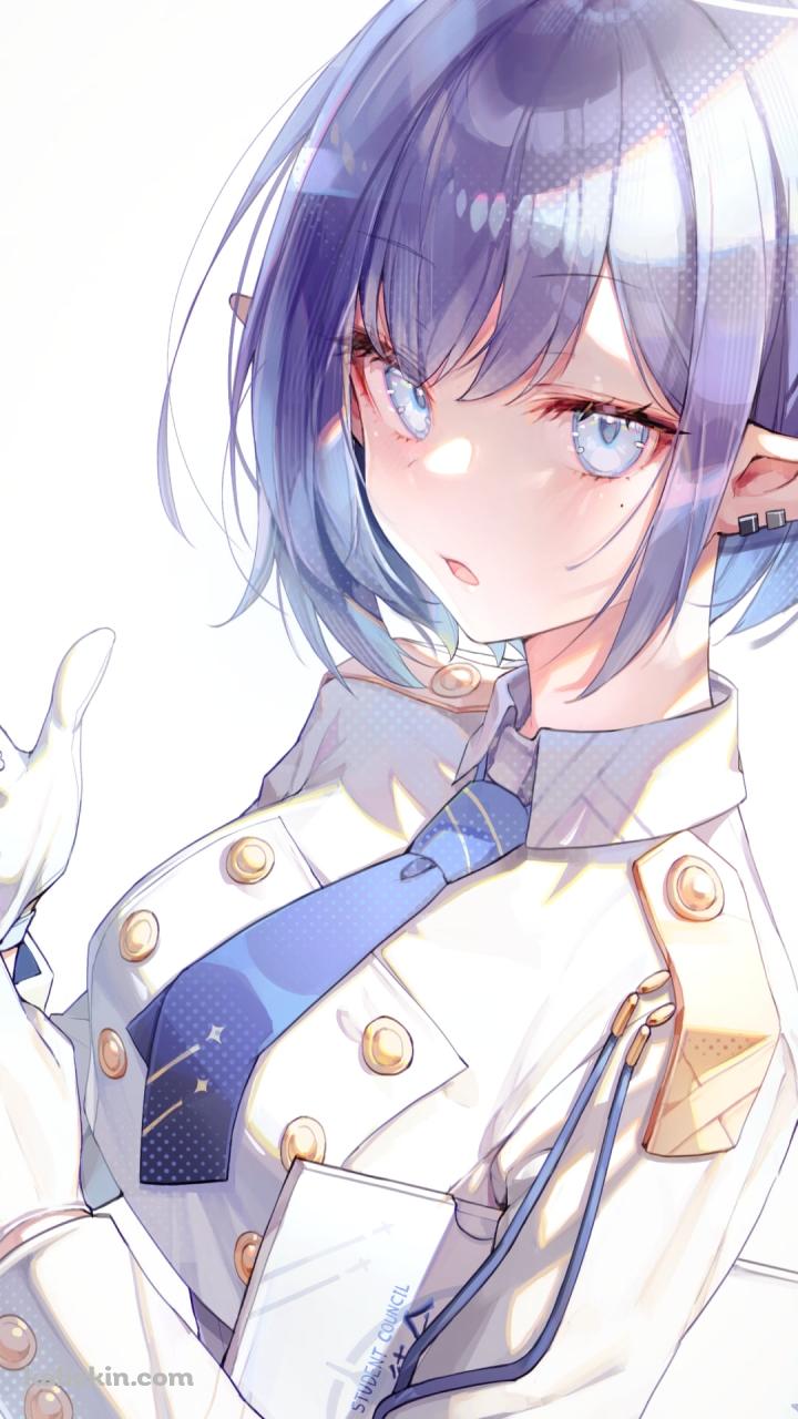 白い手袋をはめる可愛い扇喜アオイ（おきあおい） / ブルアカ / ブルーアーカイブのAndroidの壁紙(720px x 1280px) スマホ用