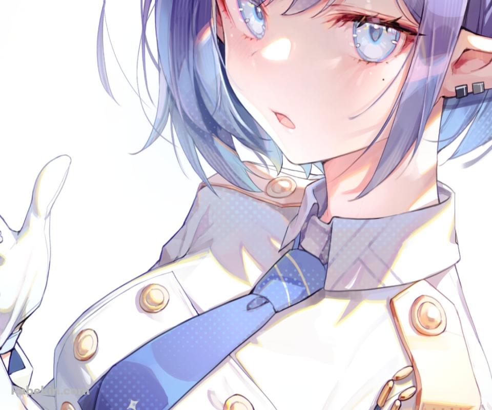 白い手袋をはめる可愛い扇喜アオイ（おきあおい） / ブルアカ / ブルーアーカイブのAndroidの壁紙(960px x 800px) スマホ用