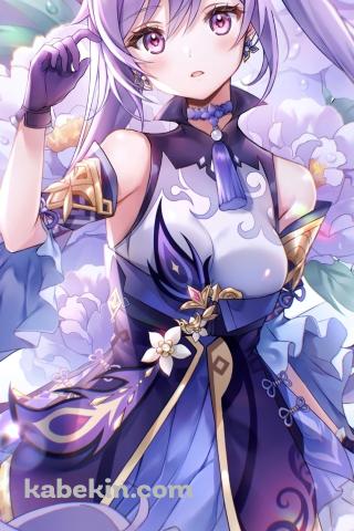 チョコッとポーズをする可愛い刻晴 / 原神のAndroidの壁紙(320px x 480px) スマホ用