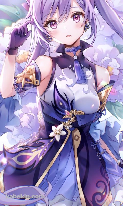 チョコッとポーズをする可愛い刻晴 / 原神のAndroidの壁紙(480px x 800px) スマホ用