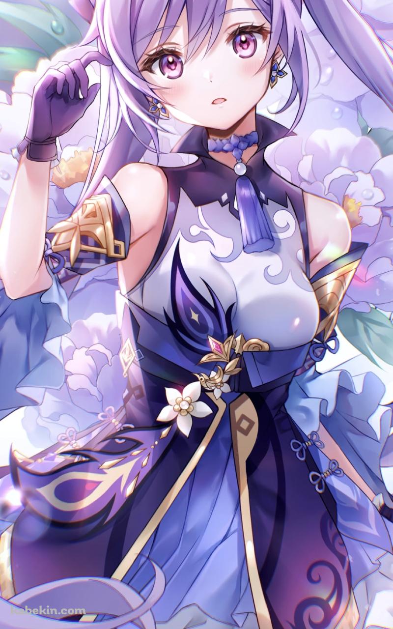 チョコッとポーズをする可愛い刻晴 / 原神のAndroidの壁紙(800px x 1280px) スマホ用