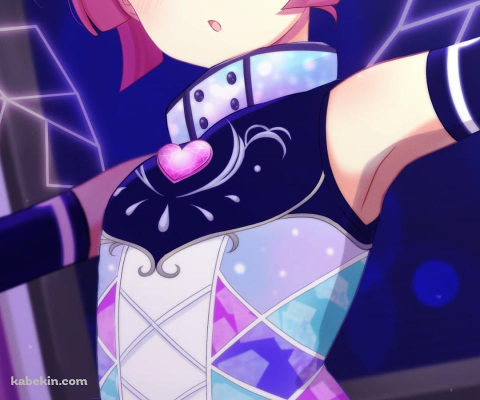 ステージ上で両手を挙げて変なポーズを取る天王寺璃奈 / 虹ヶ咲学園スクールアイドル同好会のAndroidの壁紙(960px x 800px) スマホ用