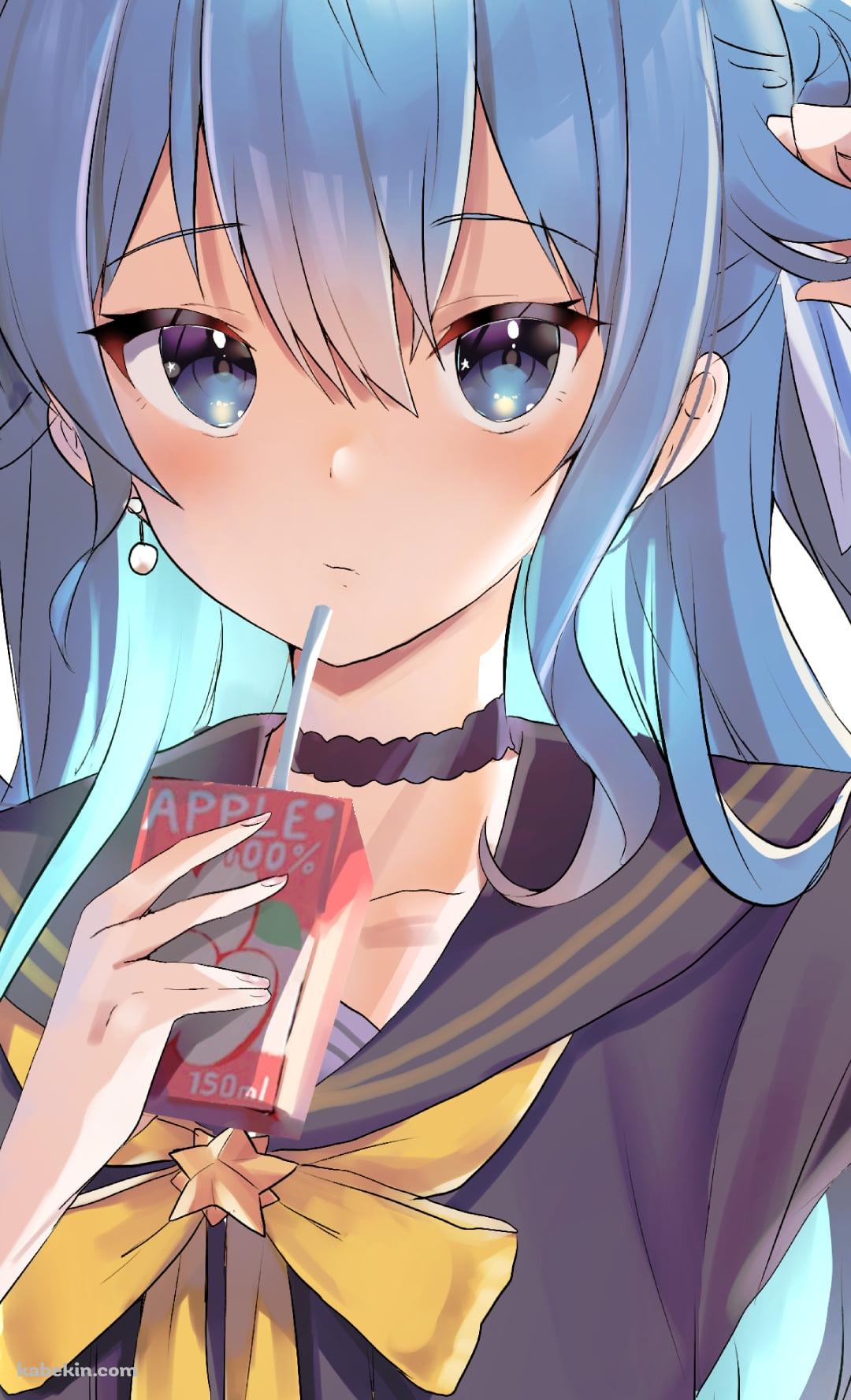 リンゴジュースを飲む星街すいせい / ホロライブ / バーチャルYouTuber / VtuberのAndroidの壁紙(1080px x 1776px) スマホ用
