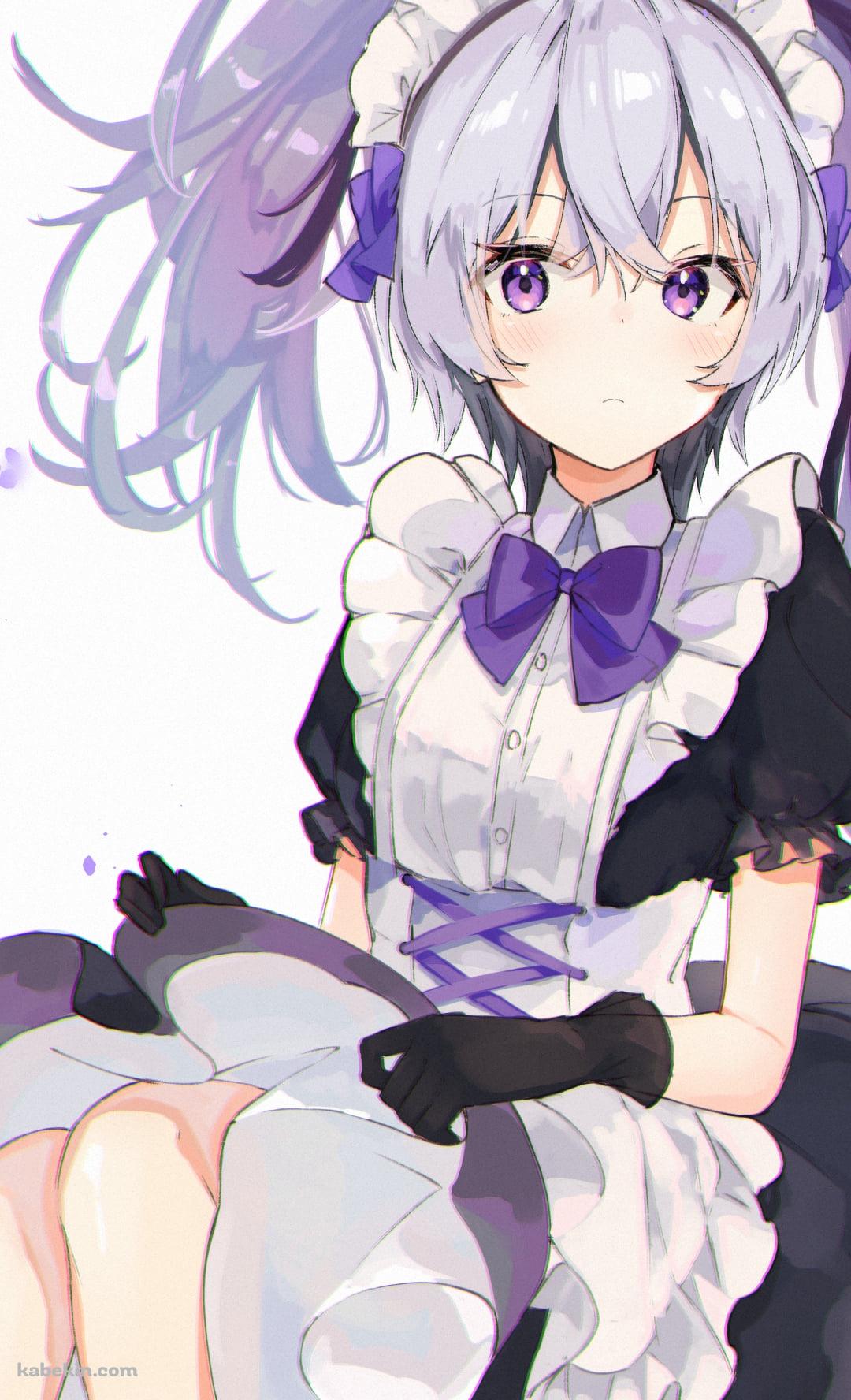 メイド姿で座っているflower / ボカロ / ボーカロイドのAndroidの壁紙(1080px x 1776px) スマホ用
