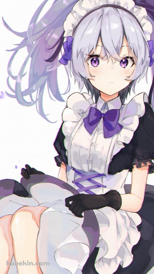 メイド姿で座っているflower / ボカロ / ボーカロイドのAndroidの壁紙(540px x 960px) スマホ用