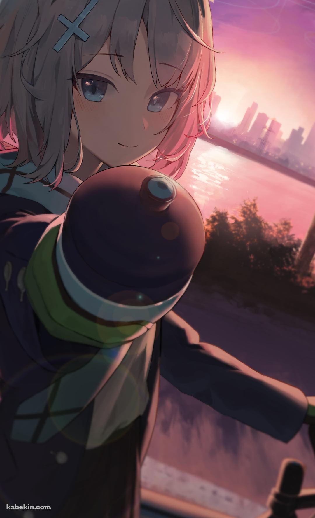 夕陽と砂狼シロコ / 自転車 / マウンテンバイク / ブルアカ / ブルーアーカイブのAndroidの壁紙(1080px x 1776px) スマホ用