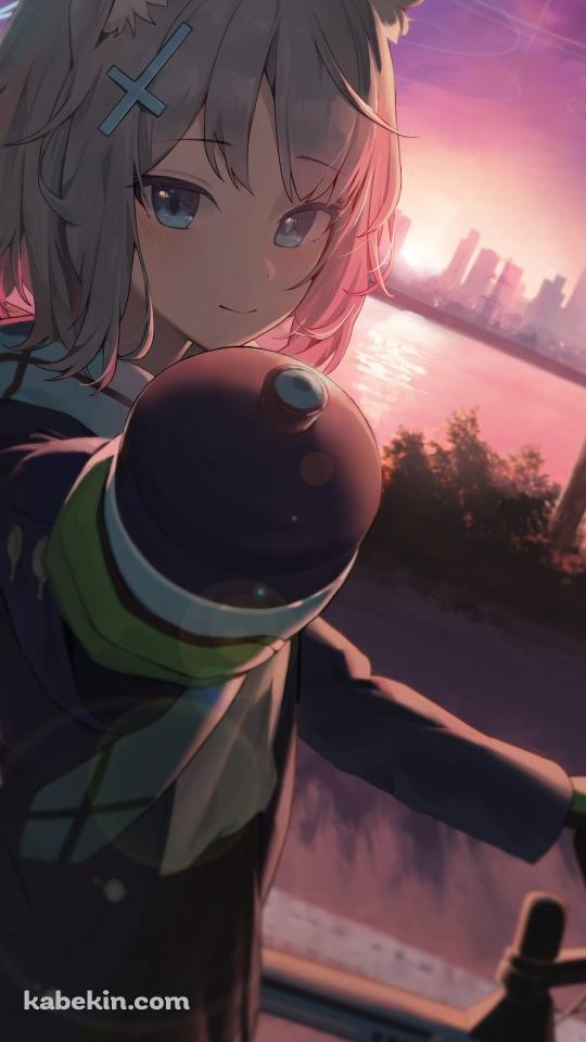 夕陽と砂狼シロコ / 自転車 / マウンテンバイク / ブルアカ / ブルーアーカイブのAndroidの壁紙(540px x 960px) スマホ用