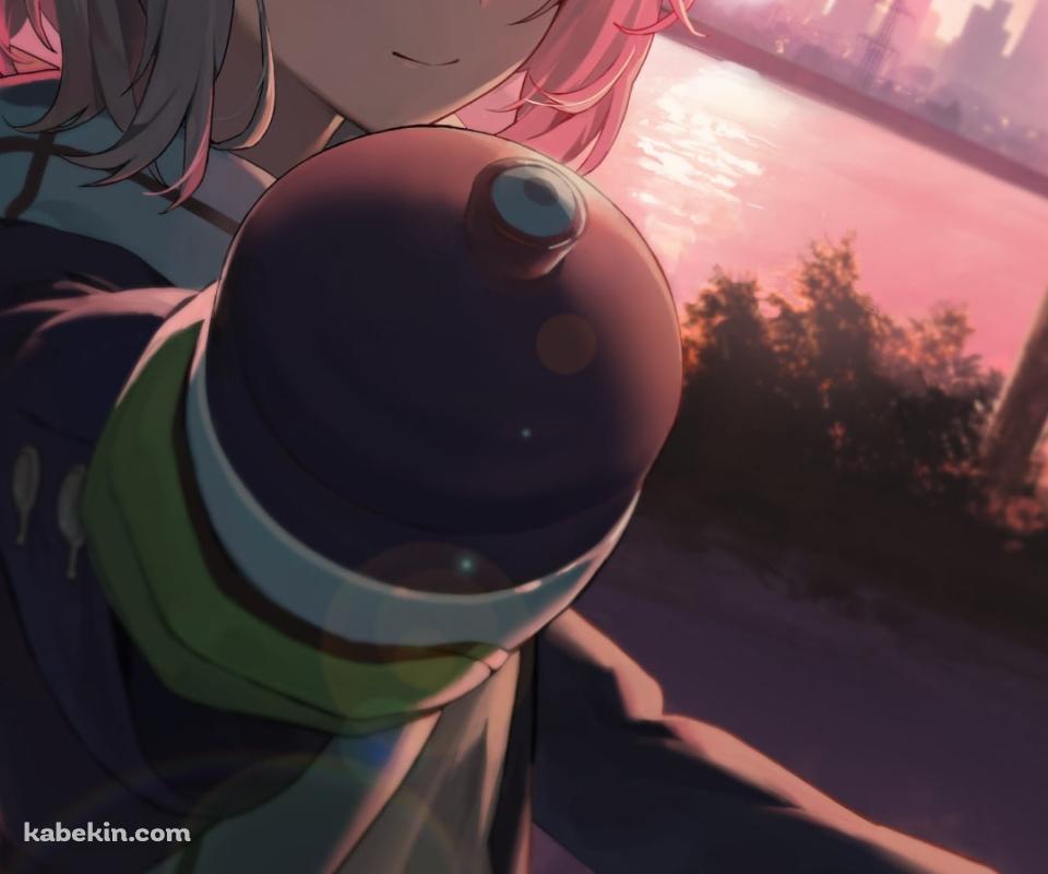 夕陽と砂狼シロコ / 自転車 / マウンテンバイク / ブルアカ / ブルーアーカイブのAndroidの壁紙(960px x 800px) スマホ用