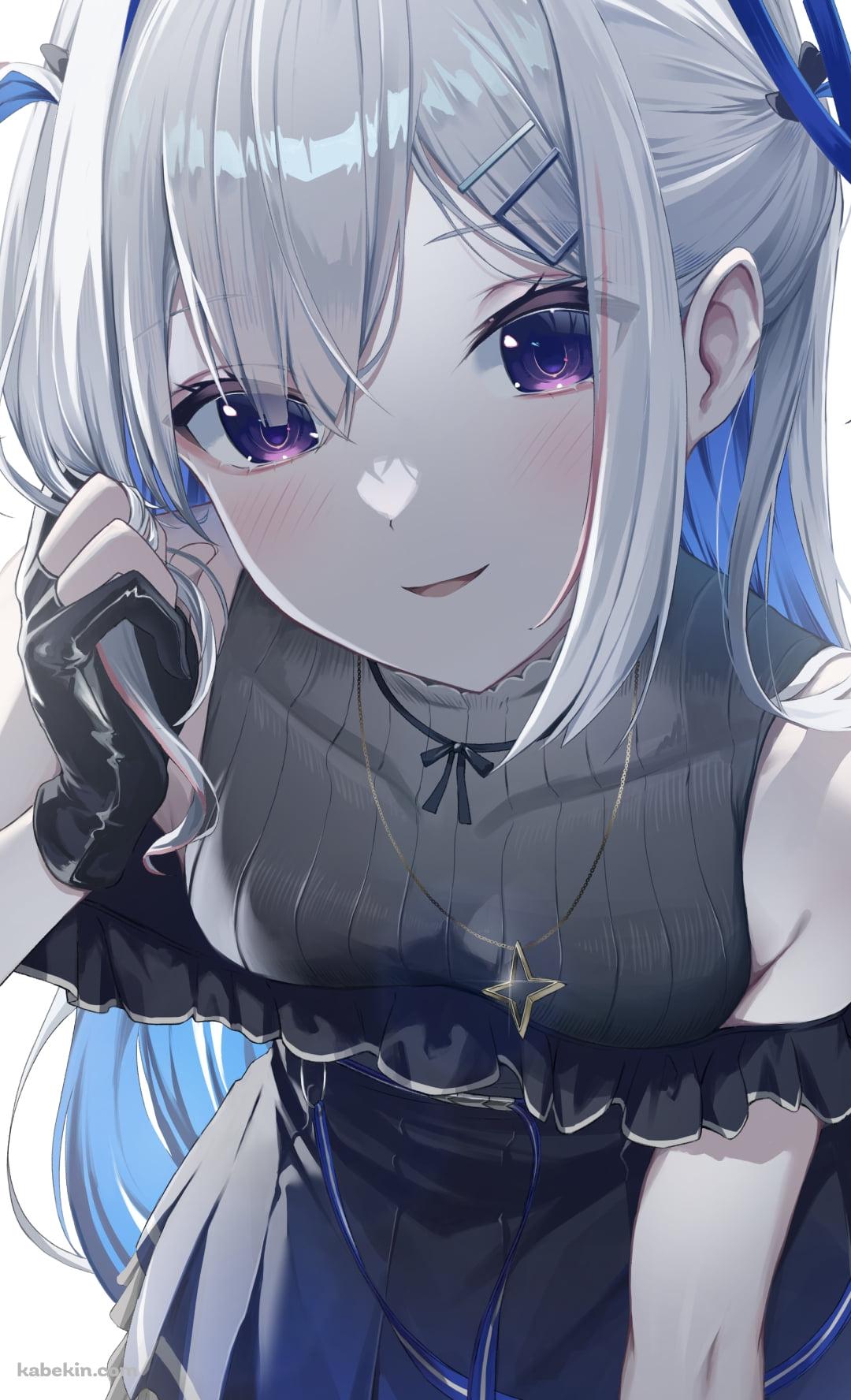 前かがみで髪を触る天音かなた / ホロライブ / バーチャルYouTuber / VtuberのAndroidの壁紙(1080px x 1776px) スマホ用