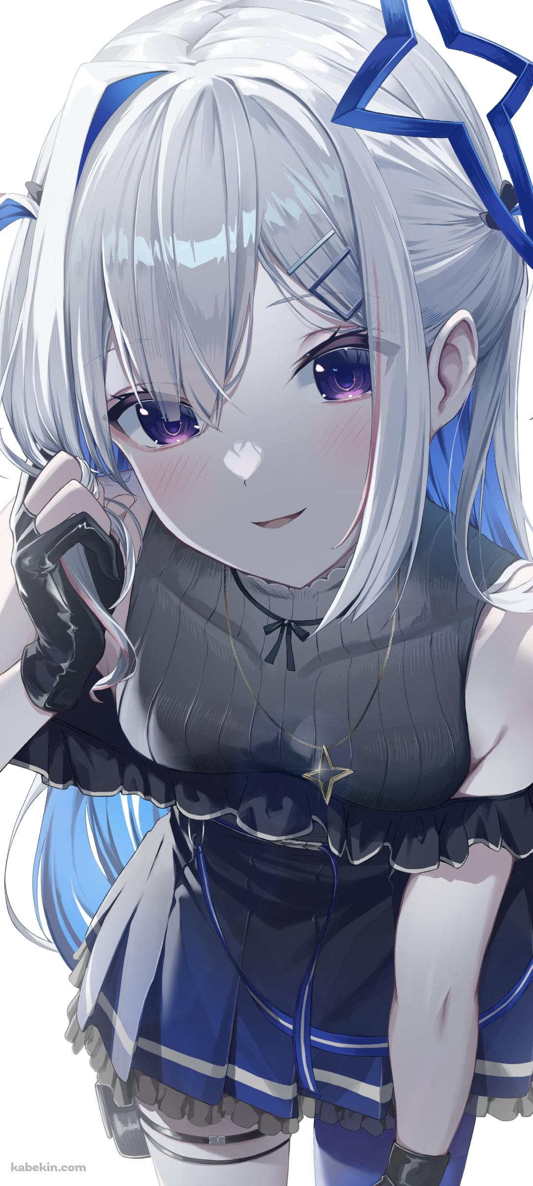 前かがみで髪を触る天音かなた / ホロライブ / バーチャルYouTuber / VtuberのAndroidの壁紙(1080px x 2400px) スマホ用