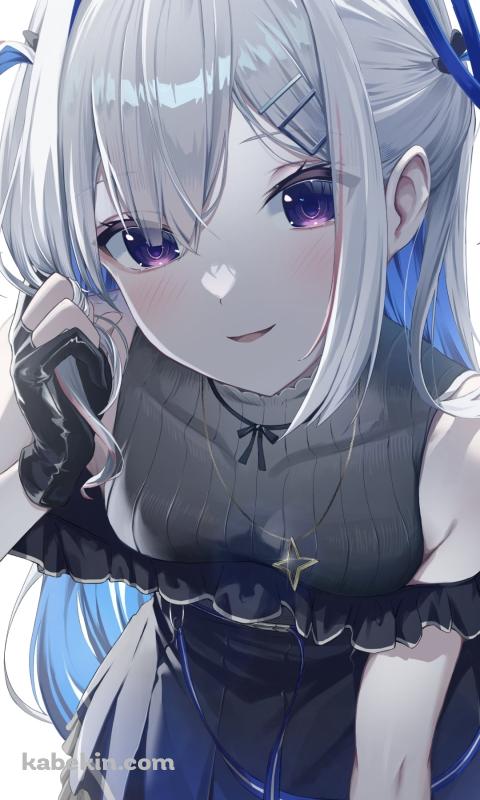 前かがみで髪を触る天音かなた / ホロライブ / バーチャルYouTuber / VtuberのAndroidの壁紙(480px x 800px) スマホ用