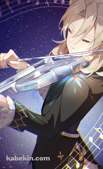 クリスタルのヴァイオリンを弾くアルベド / 原神のAndroidの壁紙(360px x 592px) スマホ用