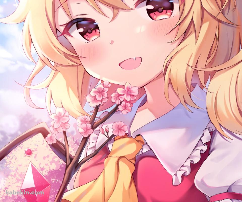 晴天時、綺麗な桜と可愛いフランドール・スカーレット / 東方のAndroidの壁紙(960px x 800px) スマホ用