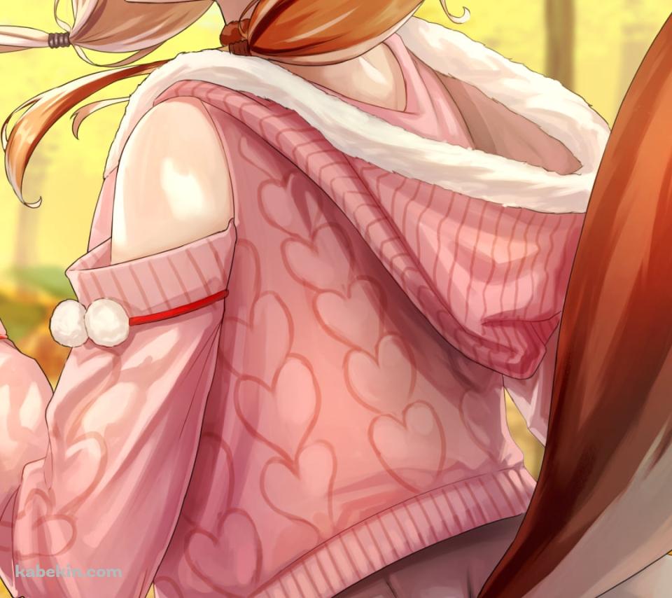 紅葉の中で振り向く笑顔のアユンダ・リス / ホロライブ / バーチャルYouTuber / VtuberのAndroidの壁紙(960px x 854px) スマホ用