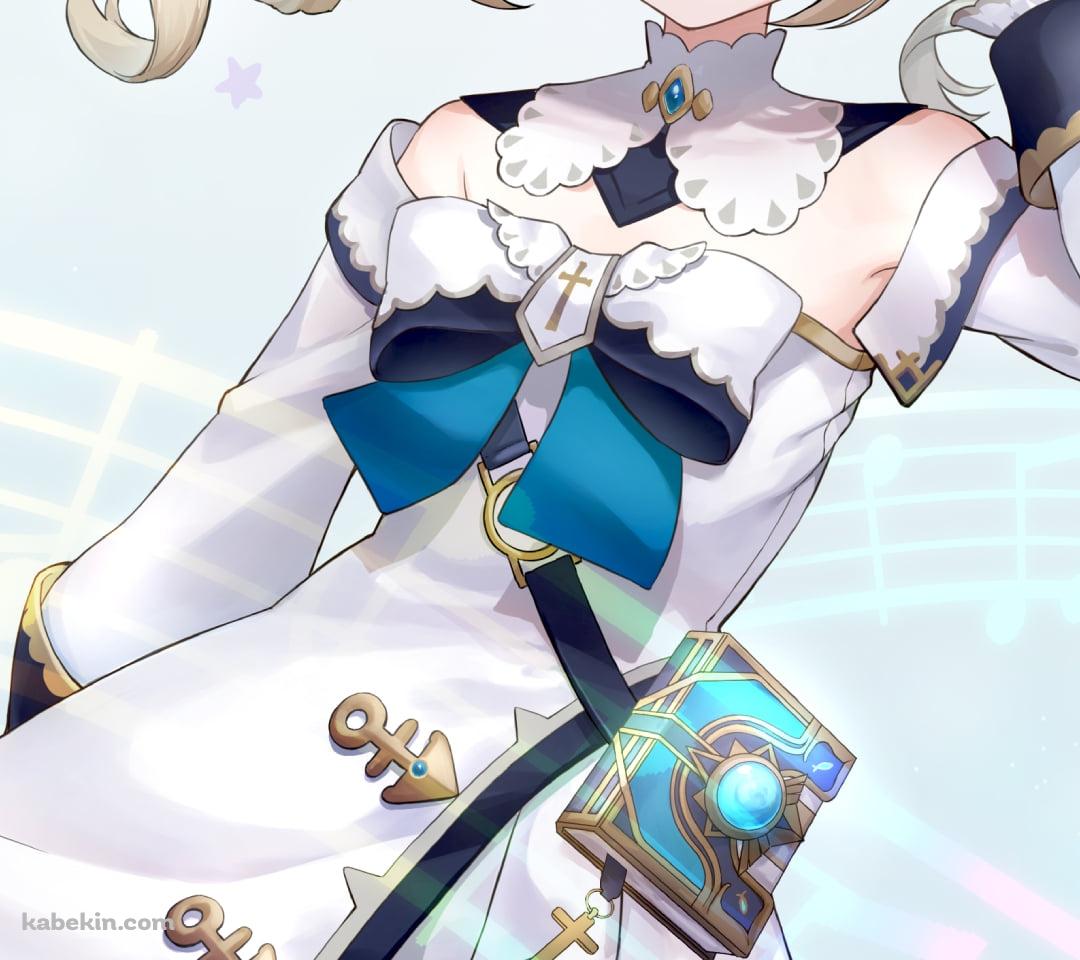 左手を挙げて挨拶をする笑顔のバーバラ / ツインテール / 原神のAndroidの壁紙(1080px x 960px) スマホ用