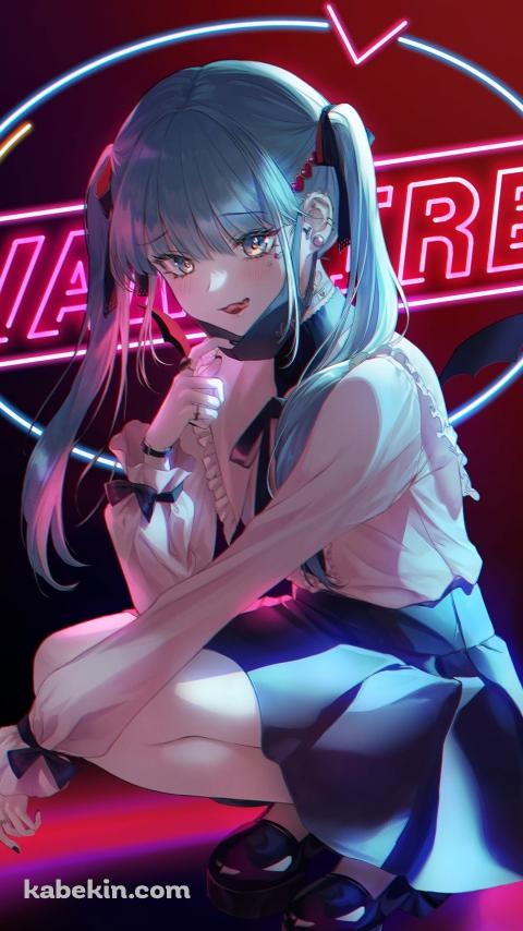 黒いマスクを外す可愛いドラキュラコスの初音ミク / deco*27 / ボカロ / ボーカロイドのAndroidの壁紙(480px x 854px) スマホ用