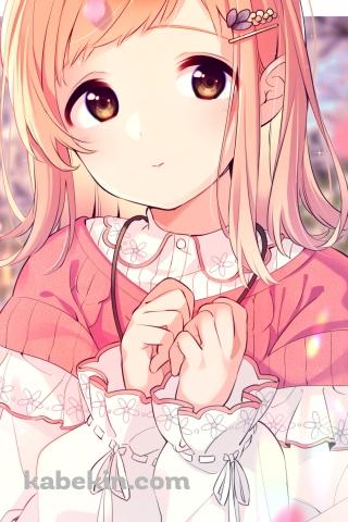 ピンクと白の衣装を着る可愛い櫻木真乃 (さくらぎ まの) / アイドルマスターシャイニーカラーズのAndroidの壁紙(320px x 480px) スマホ用