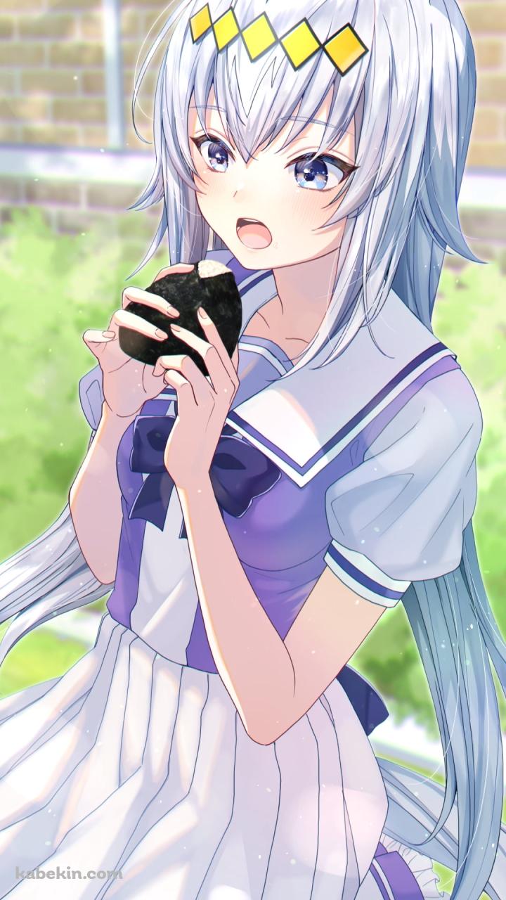 大きなおにぎりを食べるオグリキャップ / ウマ娘プリティーダービーのAndroidの壁紙(720px x 1280px) スマホ用