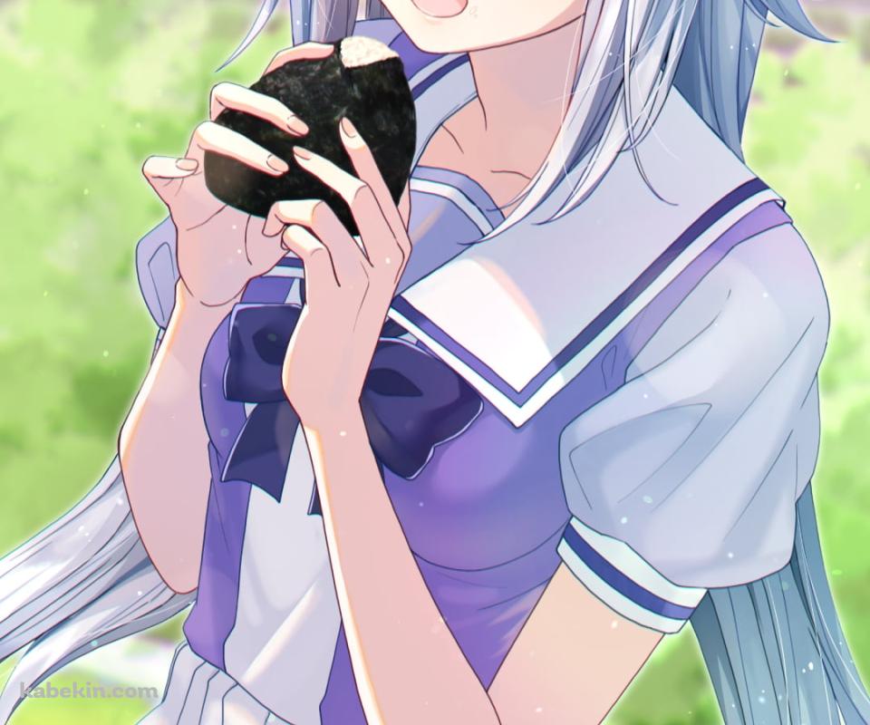 大きなおにぎりを食べるオグリキャップ / ウマ娘プリティーダービーのAndroidの壁紙(960px x 800px) スマホ用