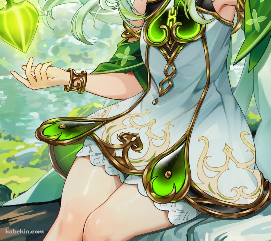 水に足を浸し微笑む可愛いナヒーダ / 原神のAndroidの壁紙(1080px x 960px) スマホ用