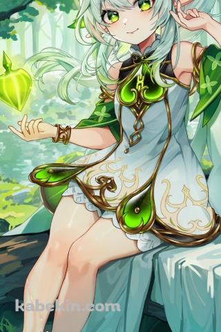 水に足を浸し微笑む可愛いナヒーダ / 原神のAndroidの壁紙(320px x 480px) スマホ用