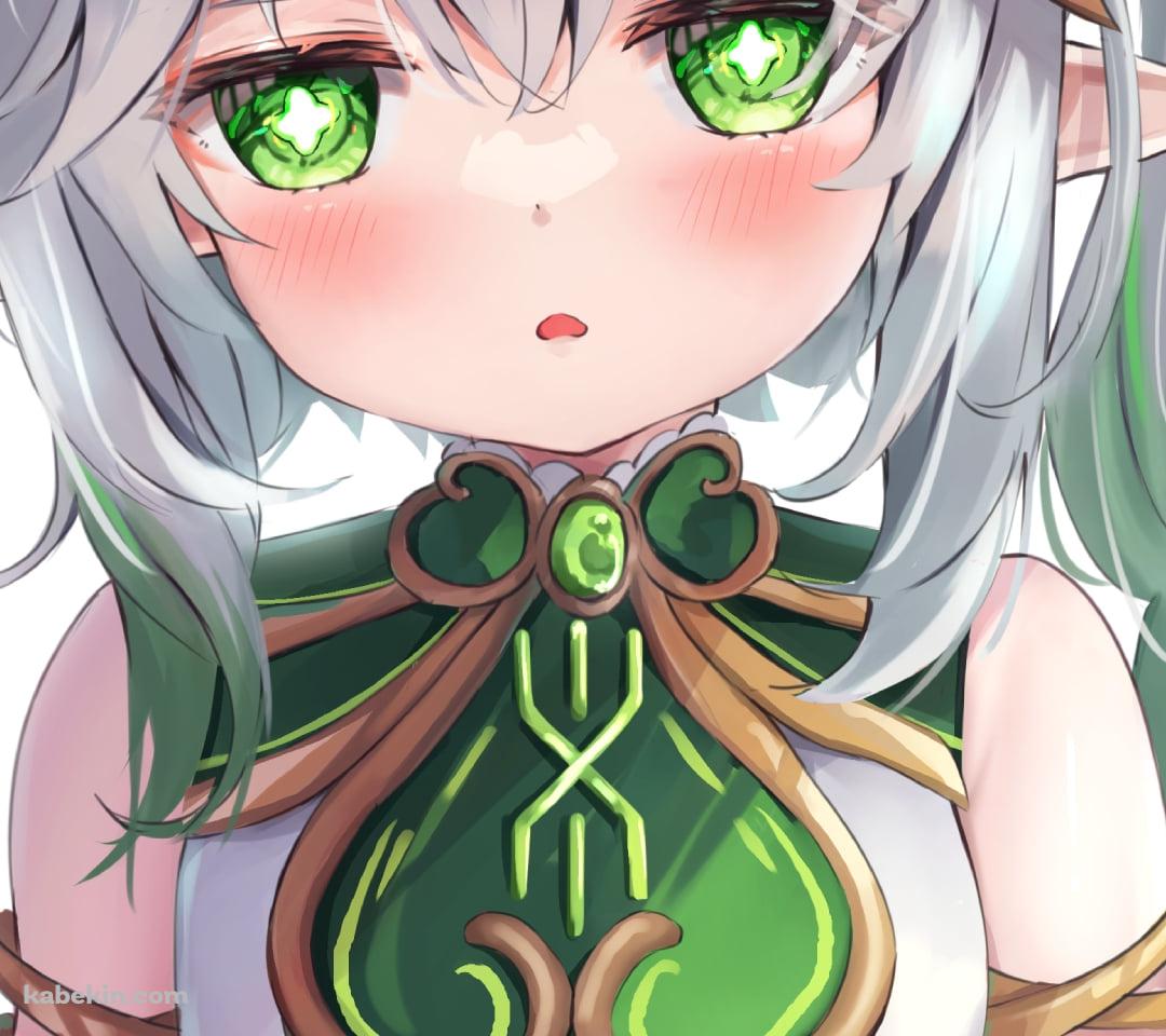 両手を握りながらこちらを見つめるプニプニのナヒーダ / 原神のAndroidの壁紙(1080px x 960px) スマホ用