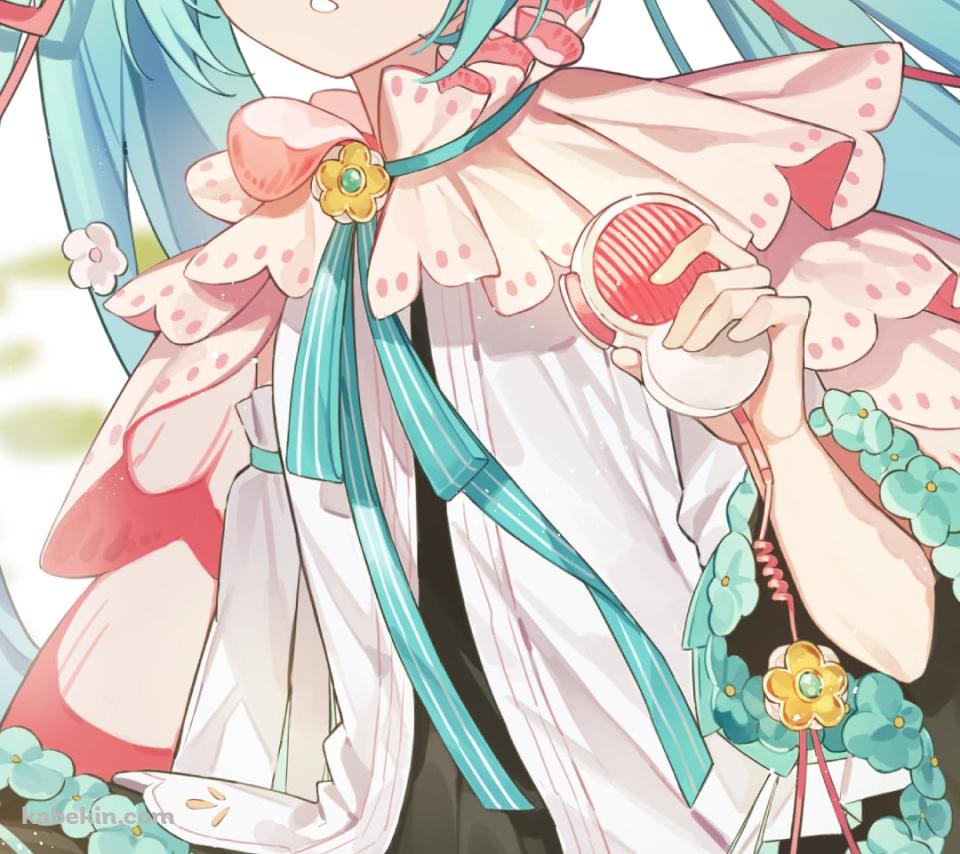 花が沢山ついた服を着た可愛い初音ミク / マジカルミライ / ボカロ / ボーカロイドのAndroidの壁紙(960px x 854px) スマホ用