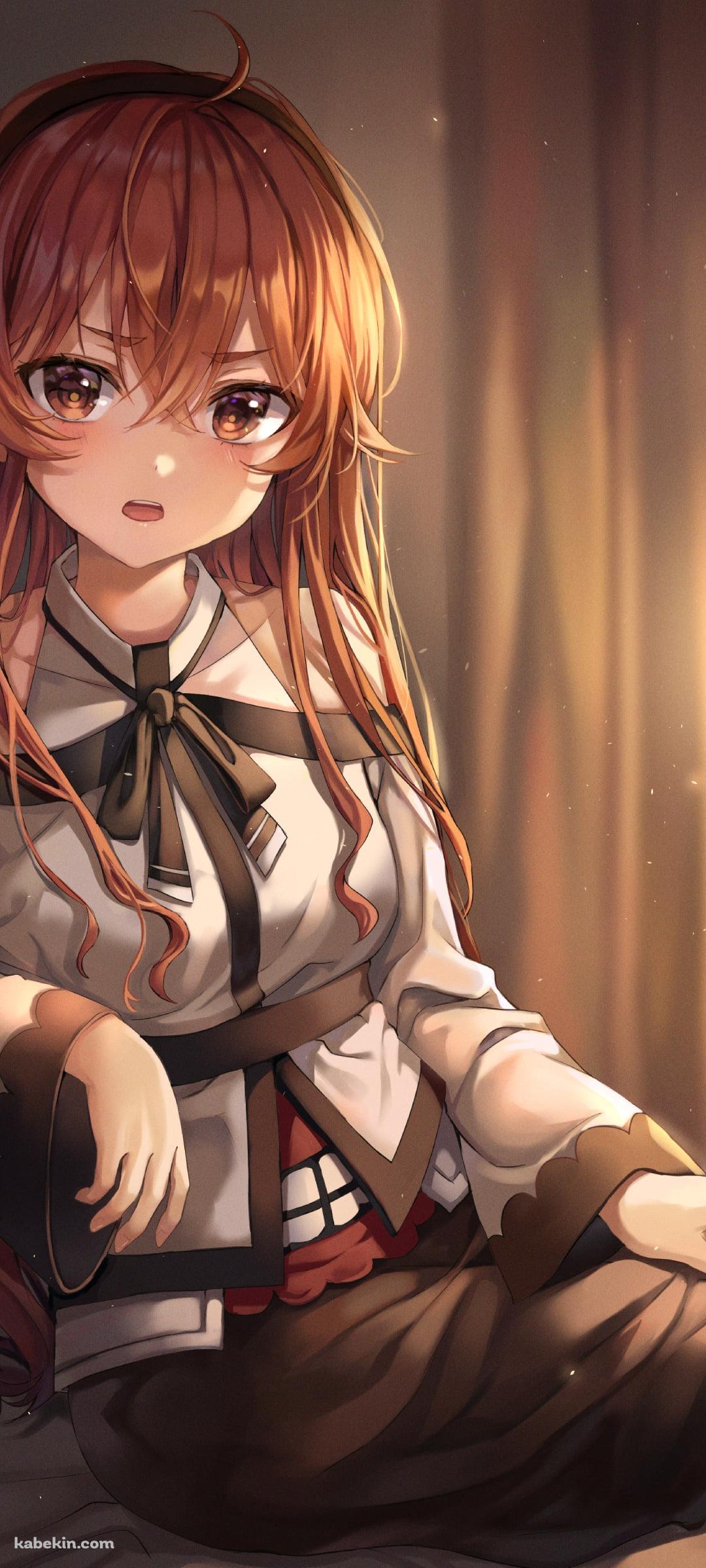 椅子に座ってこちらを見るエリス・ボレアス・グレイラット / ランプ / 無職転生のAndroidの壁紙(1080px x 2400px) スマホ用