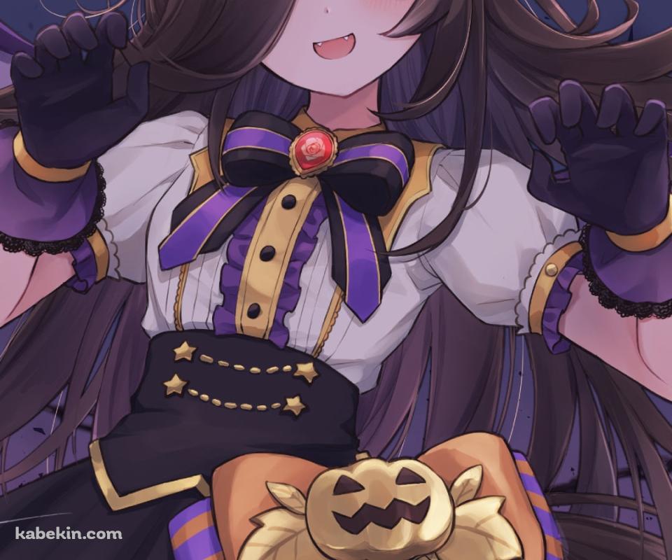 ドラキュラのコスをしたライスシャワー / コウモリ / 満月 / ウマ娘プリティーダービーのAndroidの壁紙(960px x 800px) スマホ用