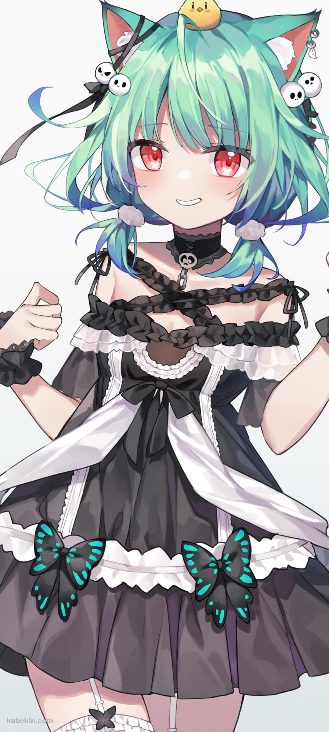 黒いドレスを着た可愛い潤羽るしあ / ホロライブ / バーチャルYouTuber / VtuberのAndroidの壁紙(1080px x 2400px) スマホ用
