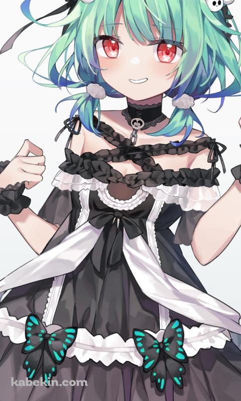 黒いドレスを着た可愛い潤羽るしあ / ホロライブ / バーチャルYouTuber / VtuberのAndroidの壁紙(480px x 800px) スマホ用