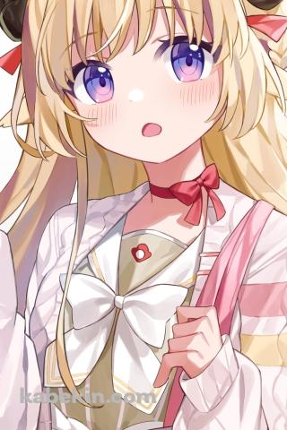 大きなリボンがついている私服姿の可愛い角巻わため（つのまき わため） / ホロライブ / バーチャルYouTuber / VtuberのAndroidの壁紙(320px x 480px) スマホ用